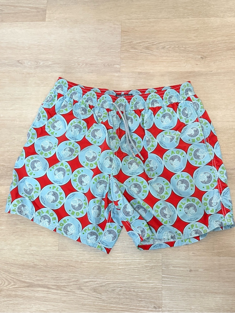 Vilebrequin Red & Light Blue Printed Swim Shorts